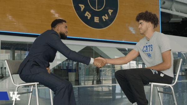 Karl-Anthony Towns sits down with Malachi Moreno (Photo via UK Athletics)
